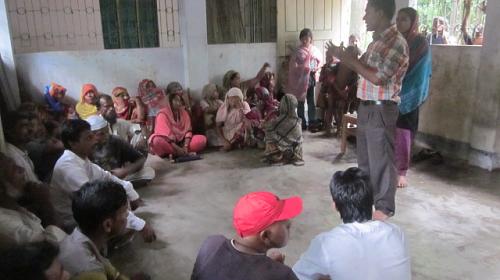 SARPV staff are conducting community awareness program preparing villagers for the impact of the cyclone.
