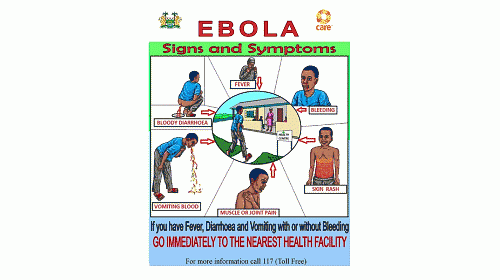 CARE ha distribuido 1,650 carteles informativos sobre el ébola en Sierra Leona. Está diseñado para que las personas que no saben leer lo entiendan fácilmente.