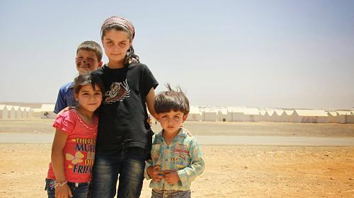 Refugee children in Azraq camp.