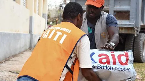 Days following Hurricane Matthew, CARE distributes 200 hygiene kits and 400 tarps for temporary shelter in Beaumont, Haiti on October 10, 2016. It is one of the most affected areas.