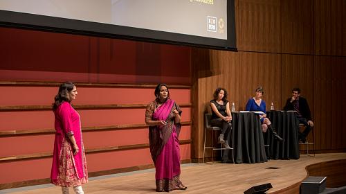 A team from India makes their best pitch during CARE’s Scale X Design Pitch Night. Credit: Carey Wagner/CARE