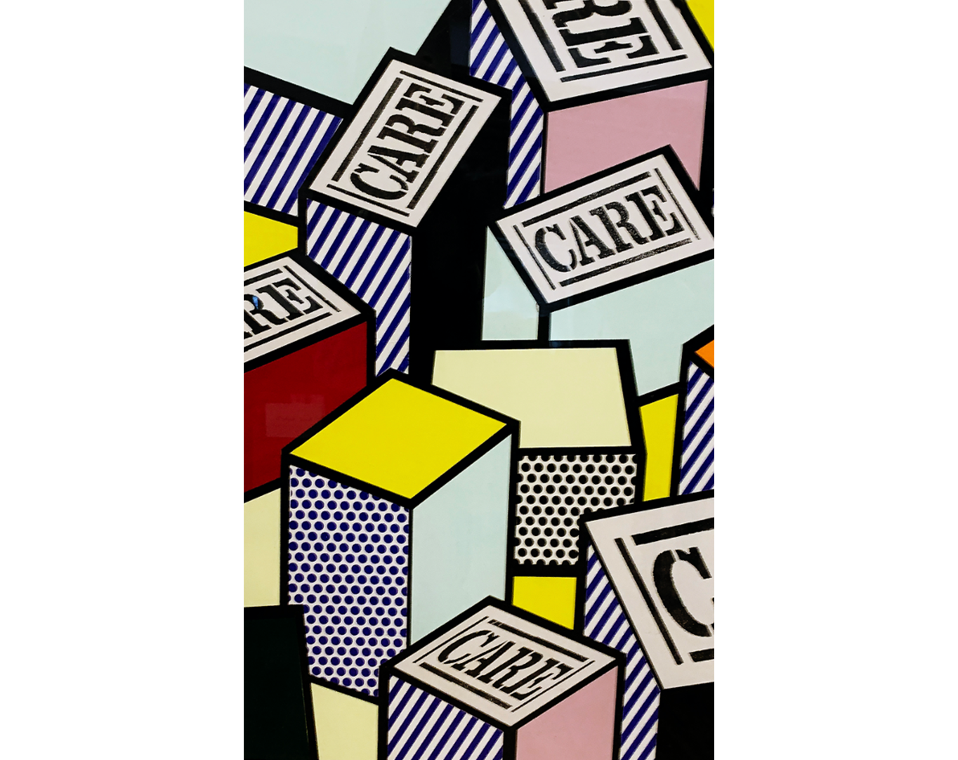 Collage by Roy Lichtenstein showing CARE Packages