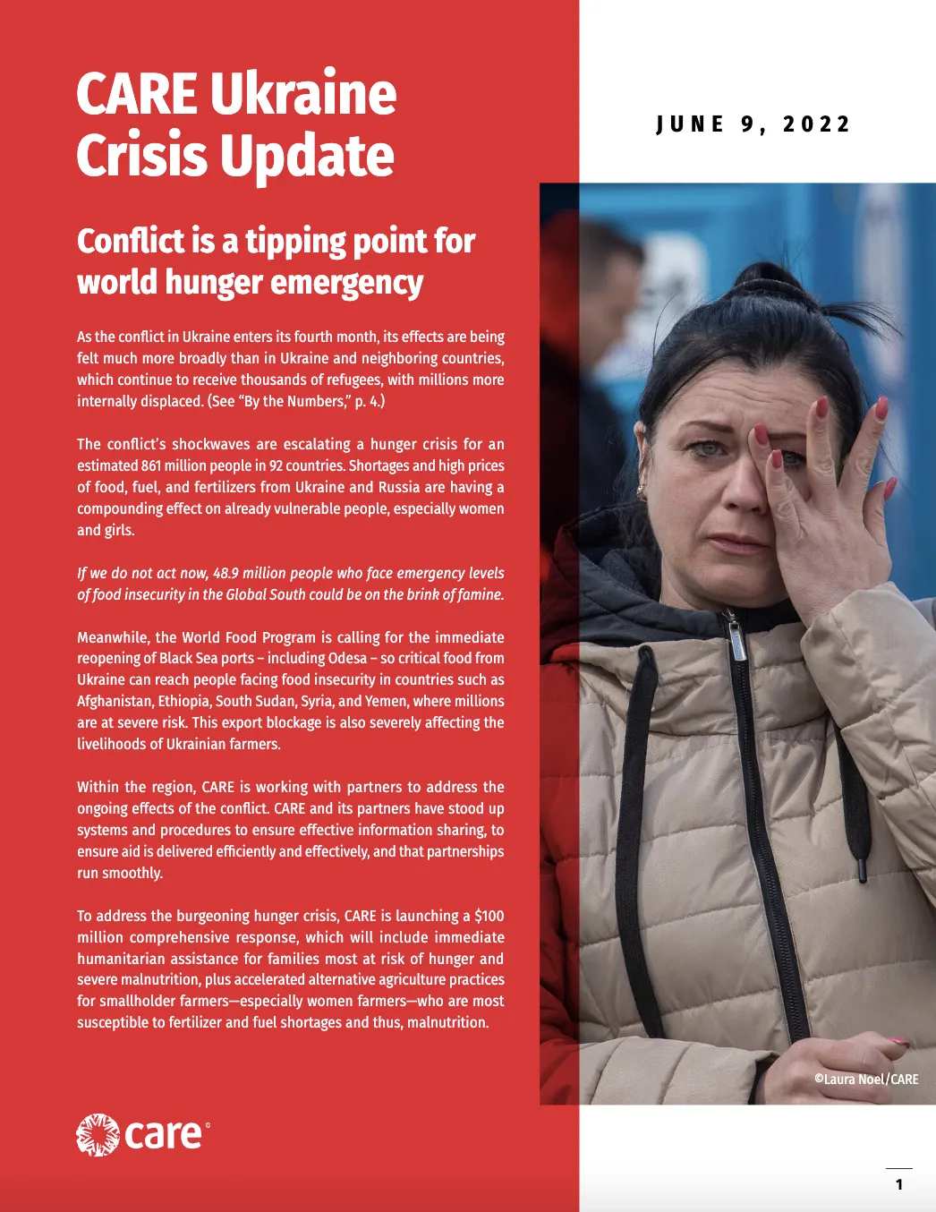 Cover of June 9 CARE Ukraine Crisis Update