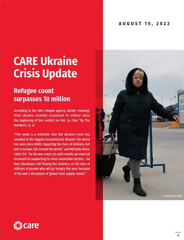 Cover image of the August 15 CARE Ukraine Crisis Update.