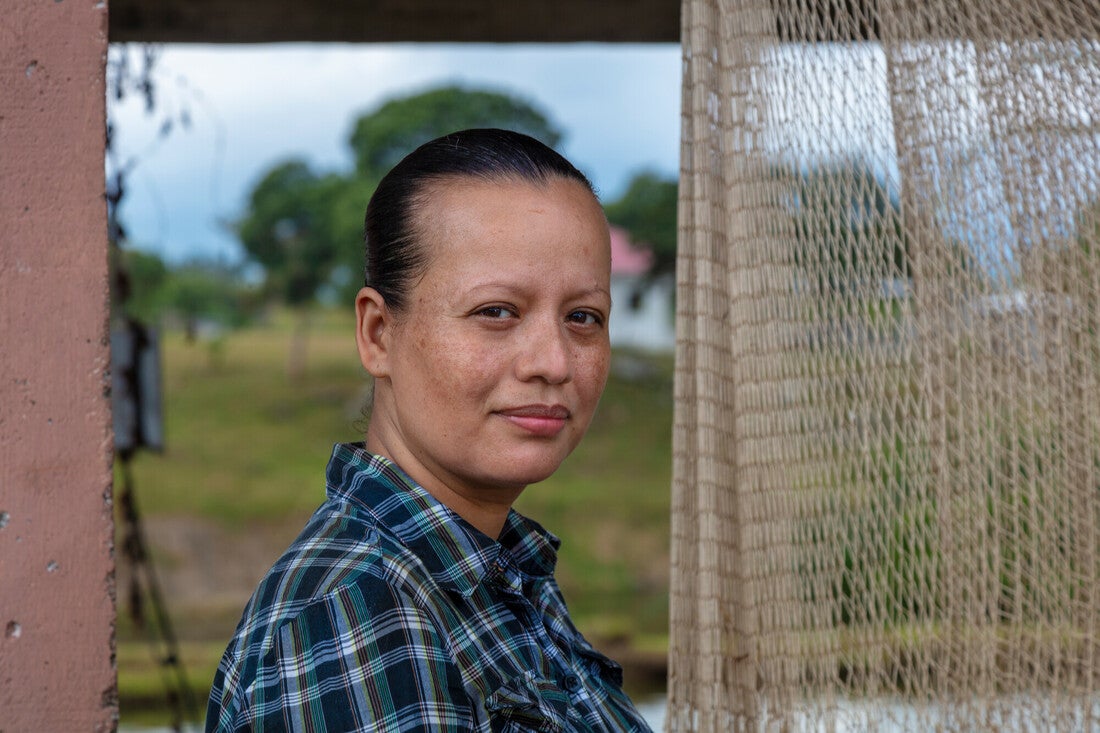 Portrait of Maria Magdalena Rivera, a tilapia farmer in Honduras.
