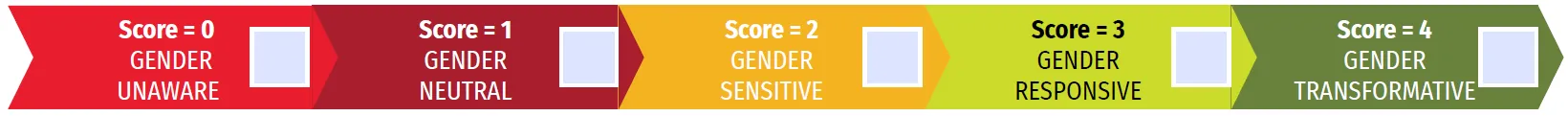 The Gender Marker scoring bar, ranking programs on a scale from 