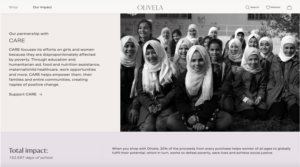 olivela webpage screenshotwith care partnership featured