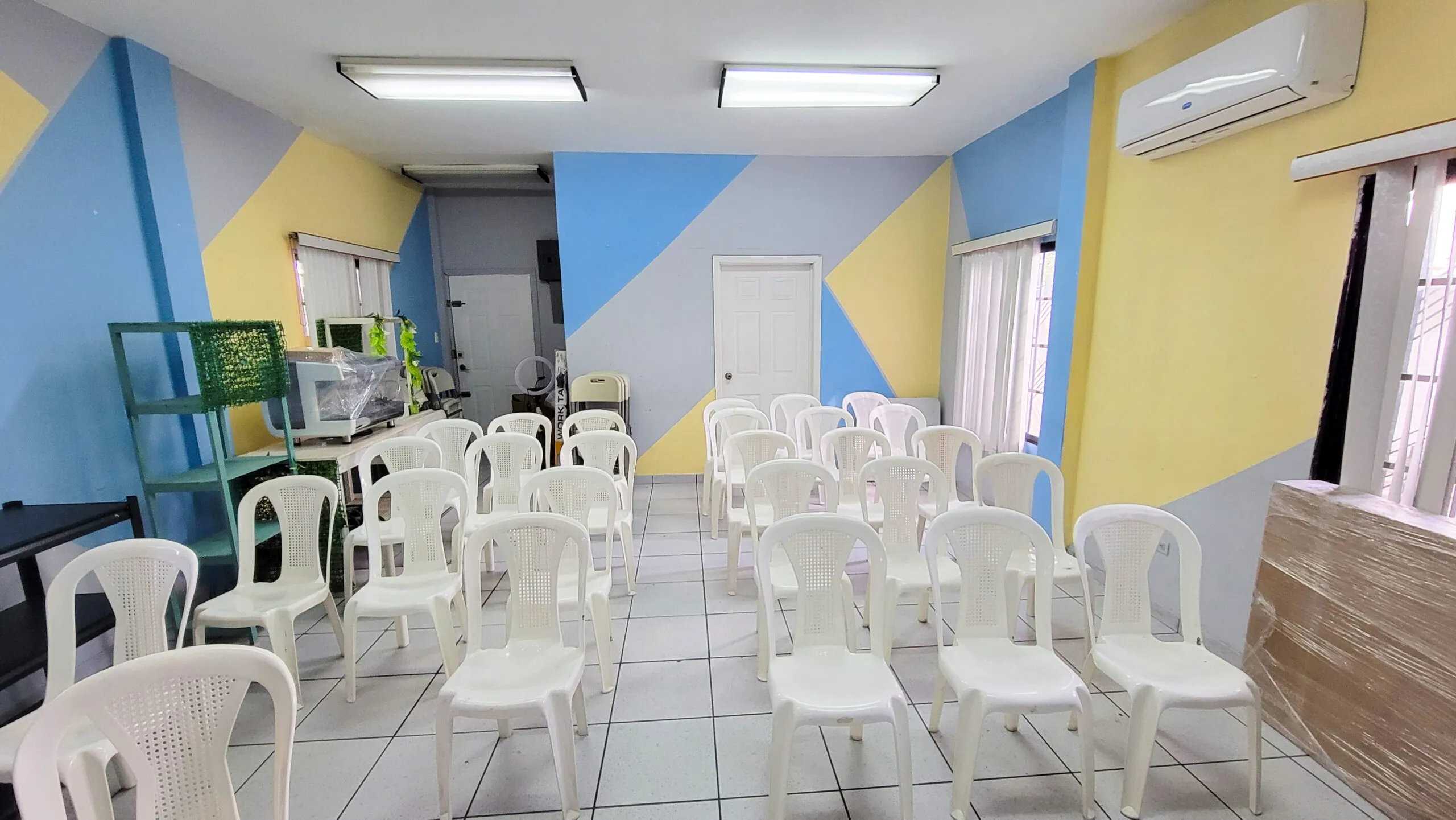 An empty classroom at the Business Development Center for MSMEs in San Pedro Sula, Honduras.