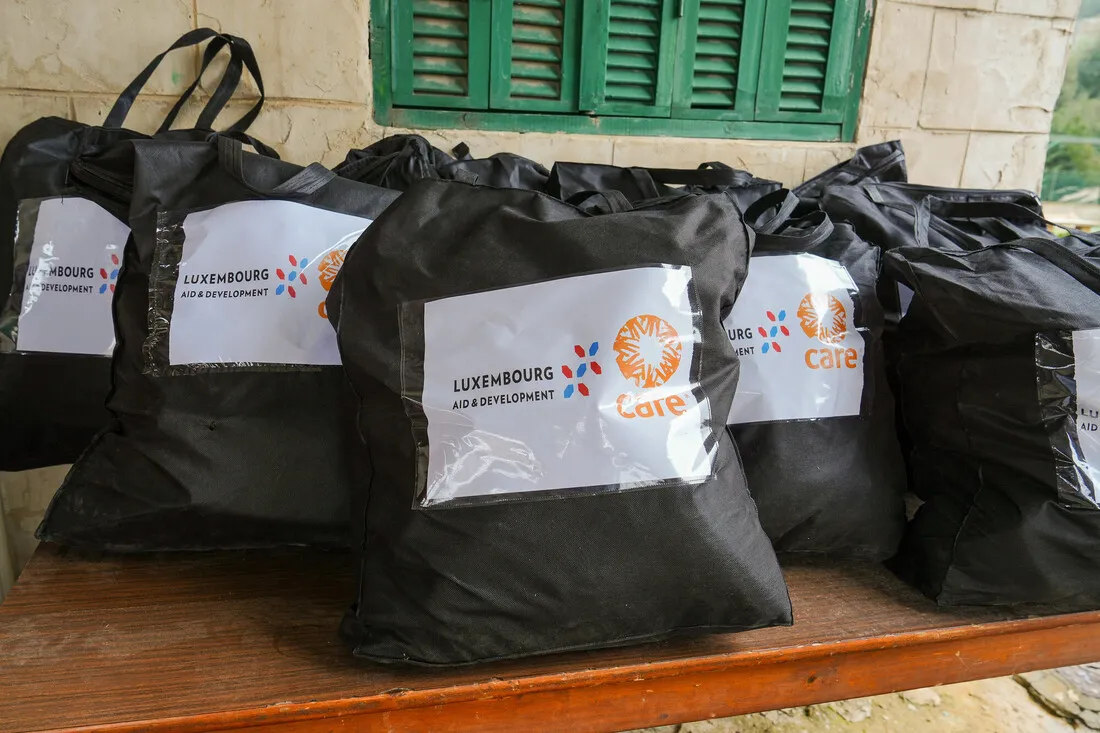 Rows of black bags with 