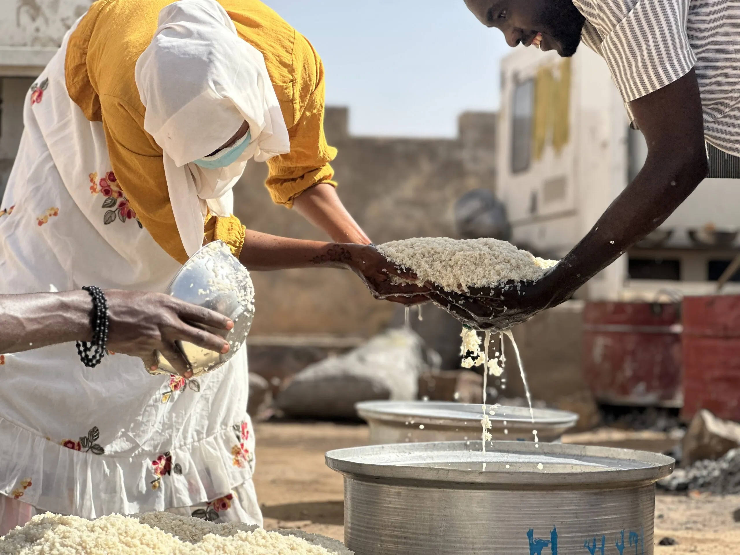 Cooking rice in Sudan