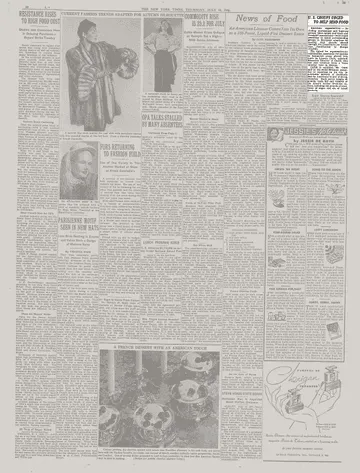 A newspaper clipping from a copy of the New York Times in July 1946.