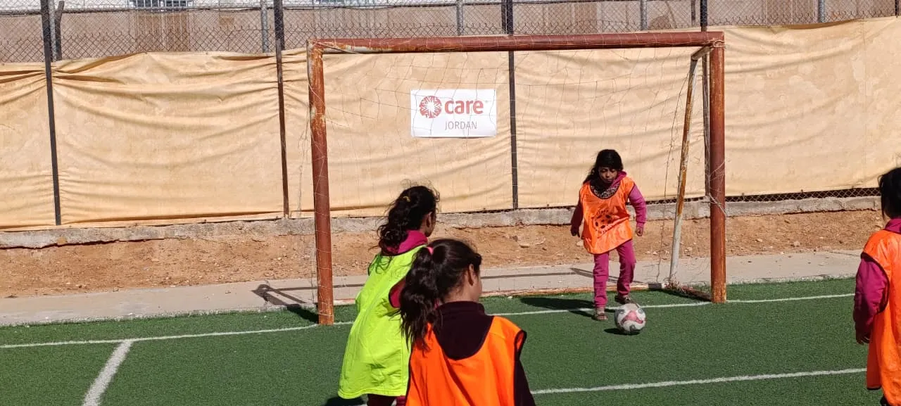 Girls playing soccer